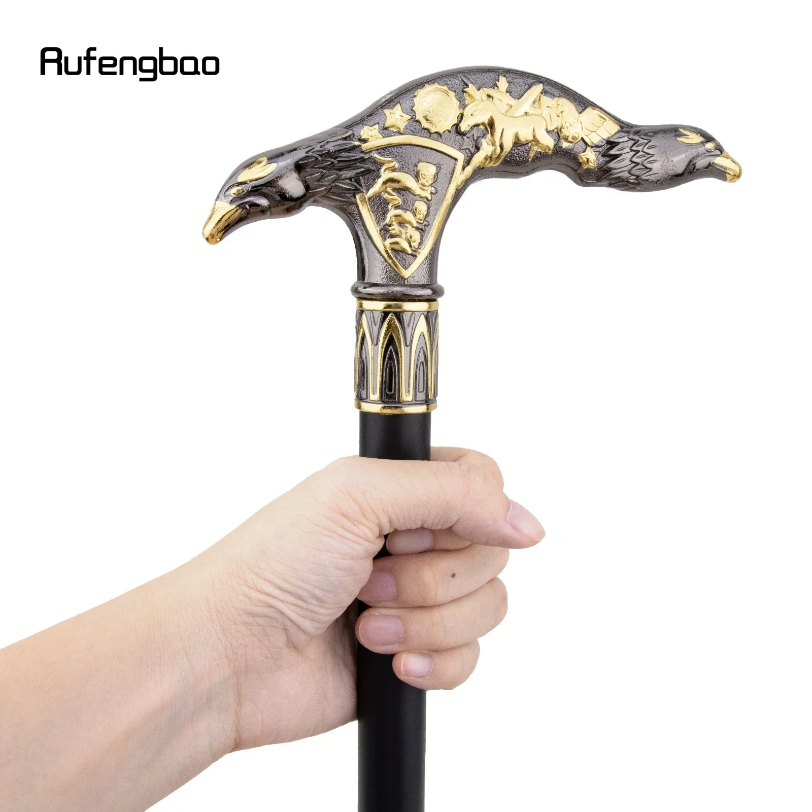 Черная золотая голова орла, модная трость, декоративная палочка для косплея, винтажная вечеринка, сценическая трость 93 см