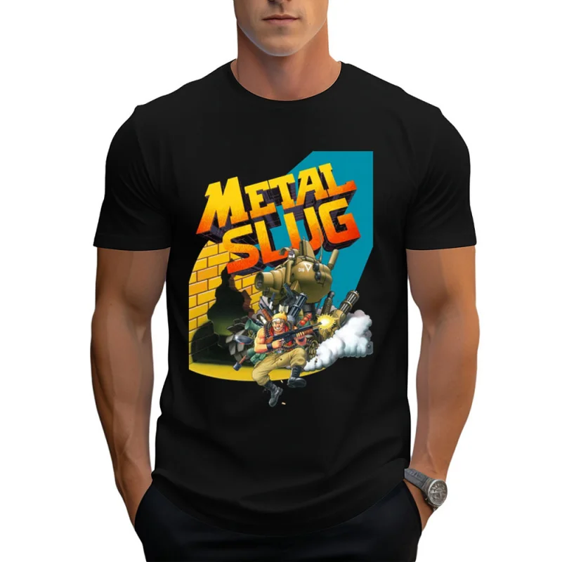 

Metal Slug (1996) Heavy Machine Gun Arcade Gift T shirt Full Army Shooting War Game Graphic clothes All size Tops cartoon Tee