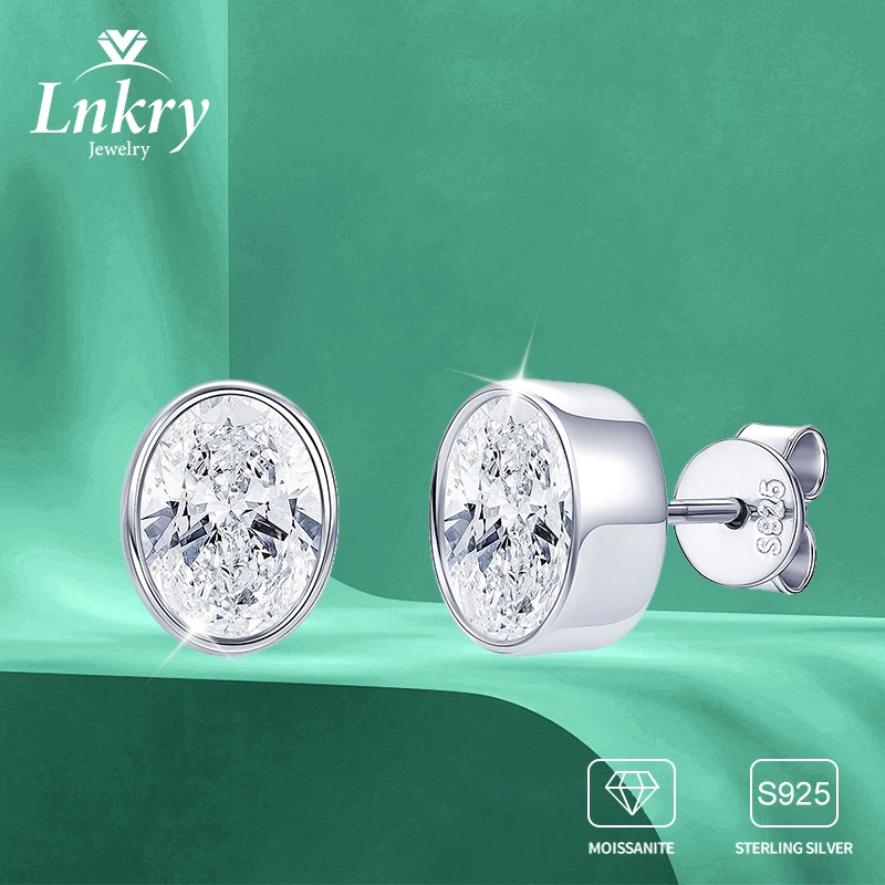 

Lnkry 6x8 мм овальная огранка Муассанит с бриллиантами серьги Ohrringe из стерлингового серебра 925 пробы серьги-гвоздики для женщин повседневные ювелирные изделия