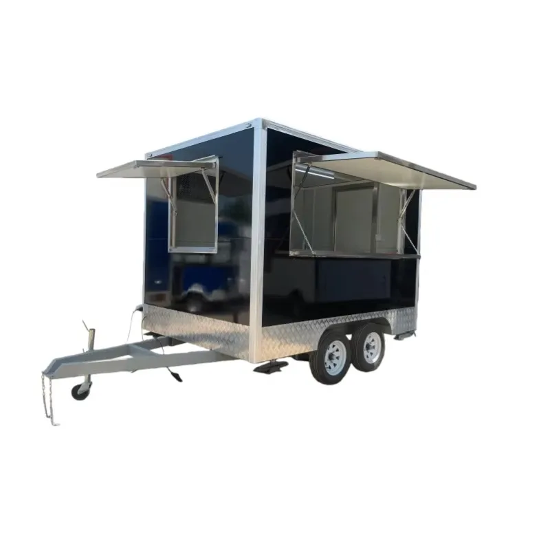 Mobile Street Food Cart Trailer Electric Mobile Food Cart With Wheels CE Certified Towable Square Fast Food Truck