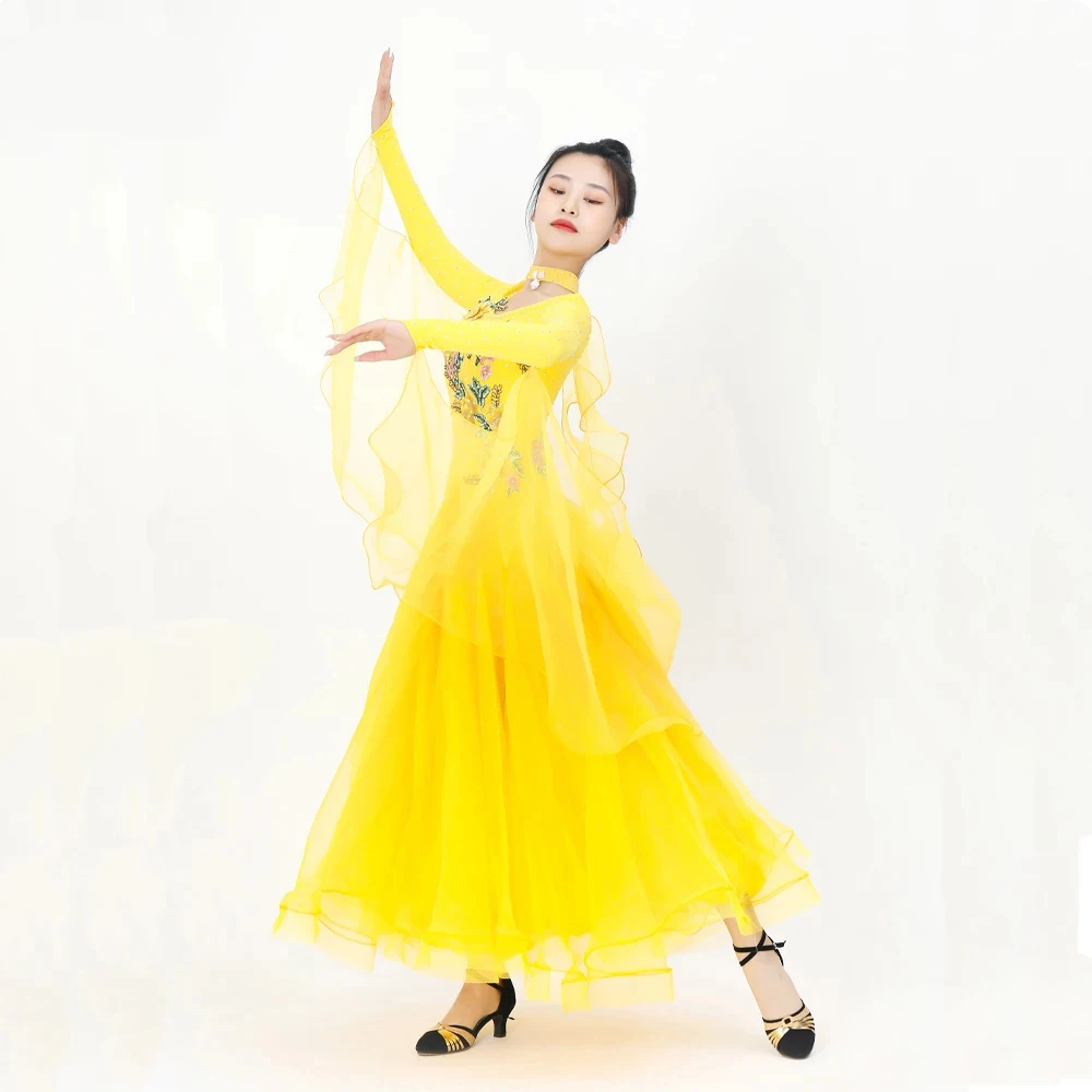 Modern Dance Dress Valsa Ballroom Costume Female Suit Carnival Girl Flamenco Sets Competition Waltz Womens Wedding Party Clothes