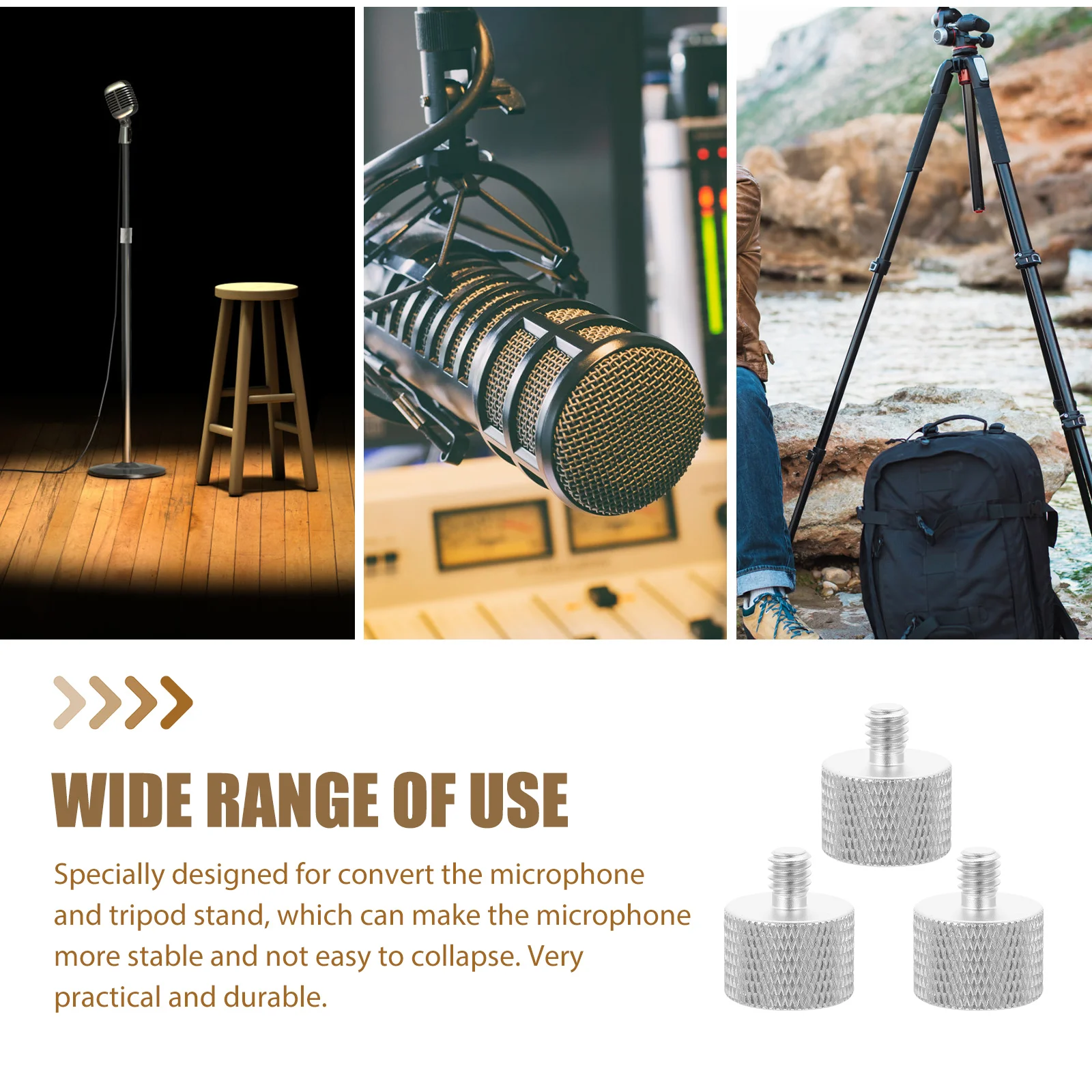 

3 Pcs Foot Microphone Stand Support for Dj Holder Connecting Screws Thread Adapter Mount