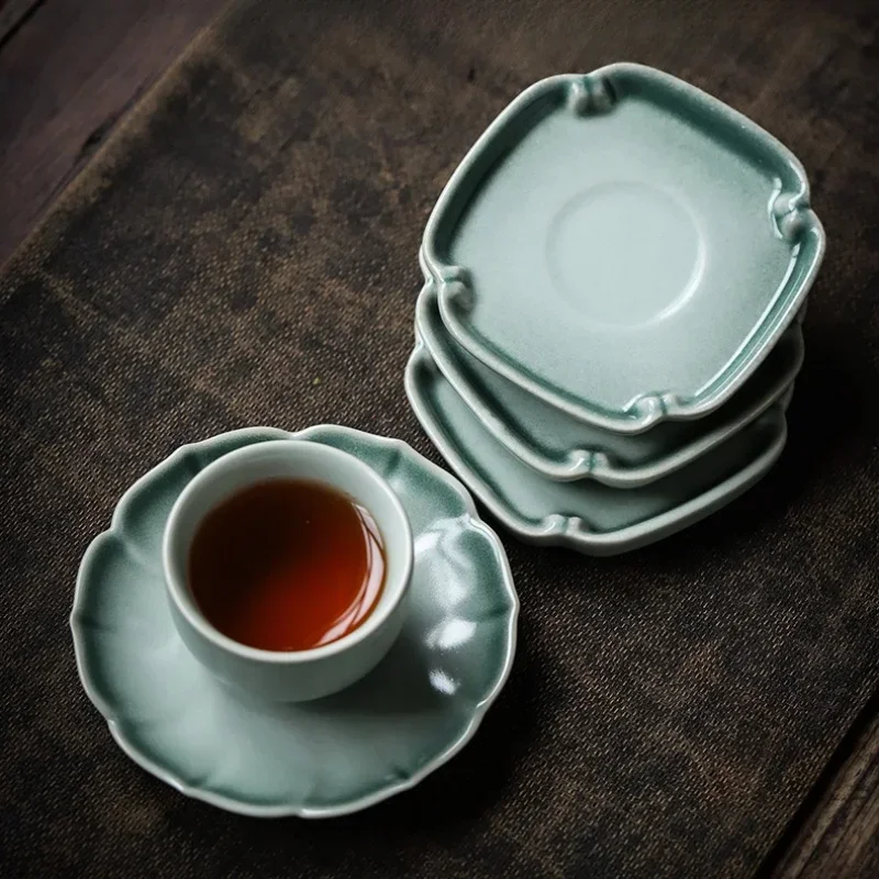 Rough Ceramic Square Coasters Japanese Retro Home Kitchen Anti-scald Heat Insulation Cup Base Kung Fu Tea Ceremony Accessories