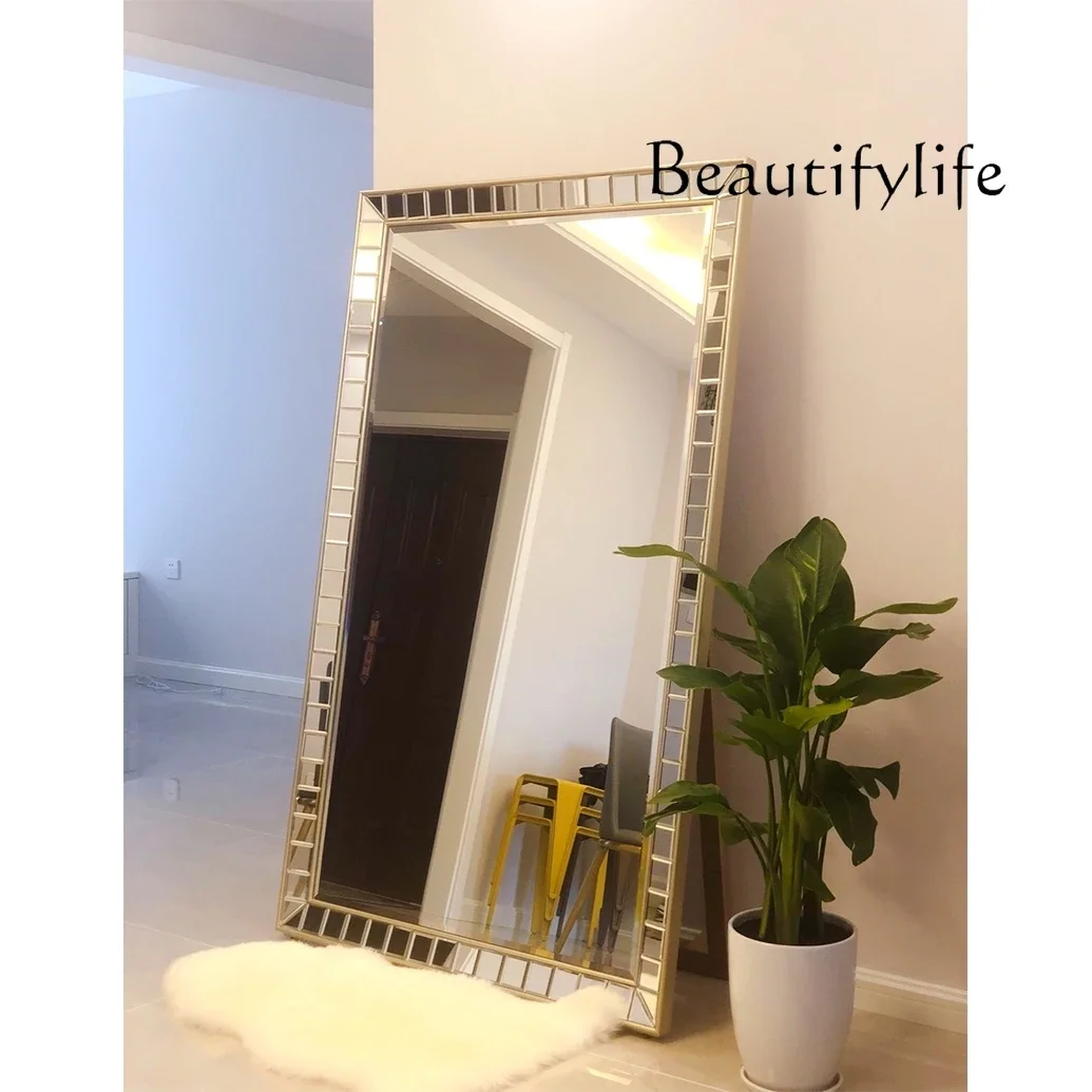

1Nordic light luxury full-length mirror full body floor light luxury simple home clothing store fitting mirror fashion