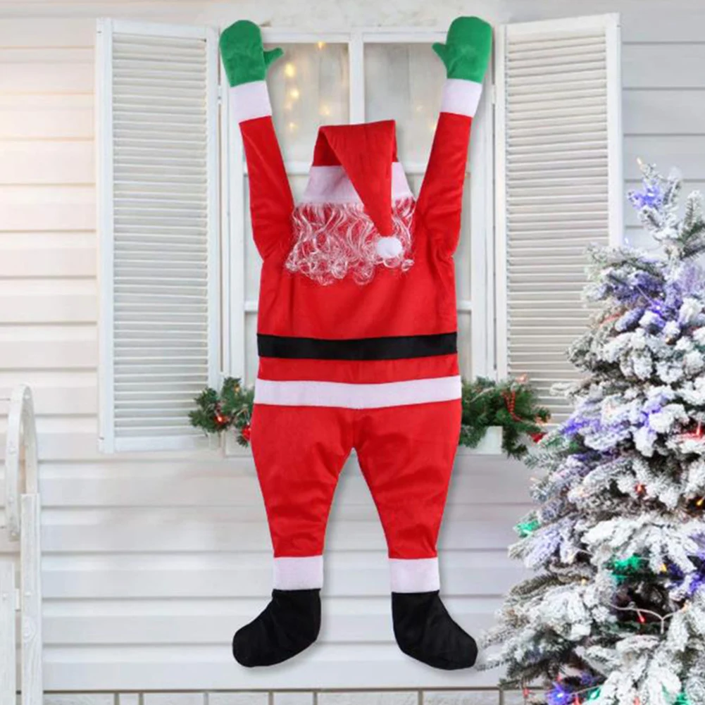 

Christmas Hanging Santa Claus with LED Ornament Festival Theme Hanging Santa Claus Costume Climbing Props for Indoor Outdoor