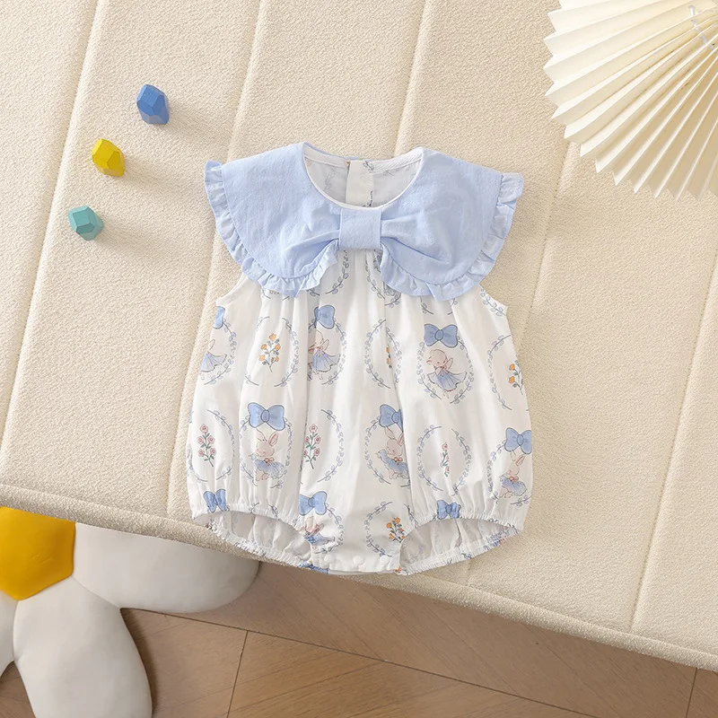 Peto sin mangas de verano 2026 para bebés y niñas, con estampado de mariposas y dibujos animados, para bebés y niños pequeños