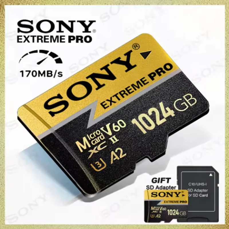 การ์ดหน่วยความจำ SONY 2025 รุ่นใหม่ V60 Extreme Pro Micro TF SD Card ความเร็วสูง 64GB 128GB 256GB 1TB 4K UHD สำหรับโทรศัพท์ คอมพิวเตอร์ กล้อง และโดรน