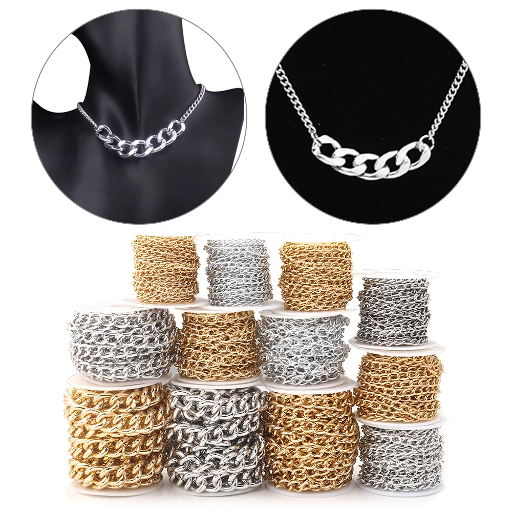 2-5Yards/Roll Aluminum Twisted Chains Gold Silver Extension Link Chain For DIY Handmade Bracelet Necklace Connectors Accessories - view 2