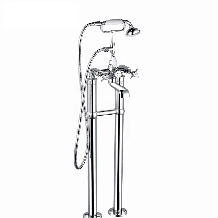 

European Style Floor Mounted Brass Bathtub Faucet Luxury Gold Bathroom Taps Mixers for Hotels Factory Sale
