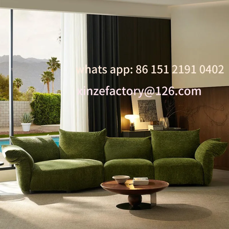 Customizable full steel frame structure living room special-shaped fabric cream wind snow Neil straight row module petal sofa