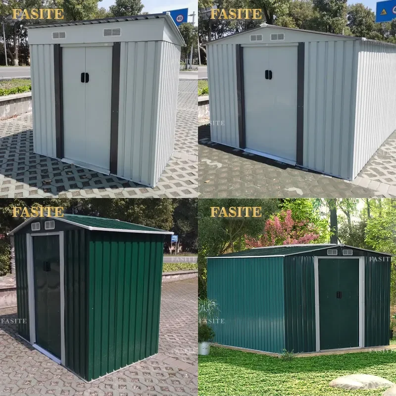 For 0.25mm Galvanized Steel Tool Shed Garden Metal Storage Room Outdoor Double Door Shelf Durable Weatherproof Organizer