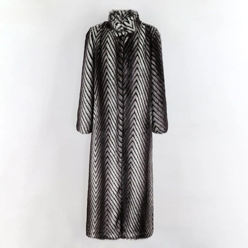 Women imitation mink coat extended stand-up collar fashion temperament high-grade young gradient fur imitation coat mink coat