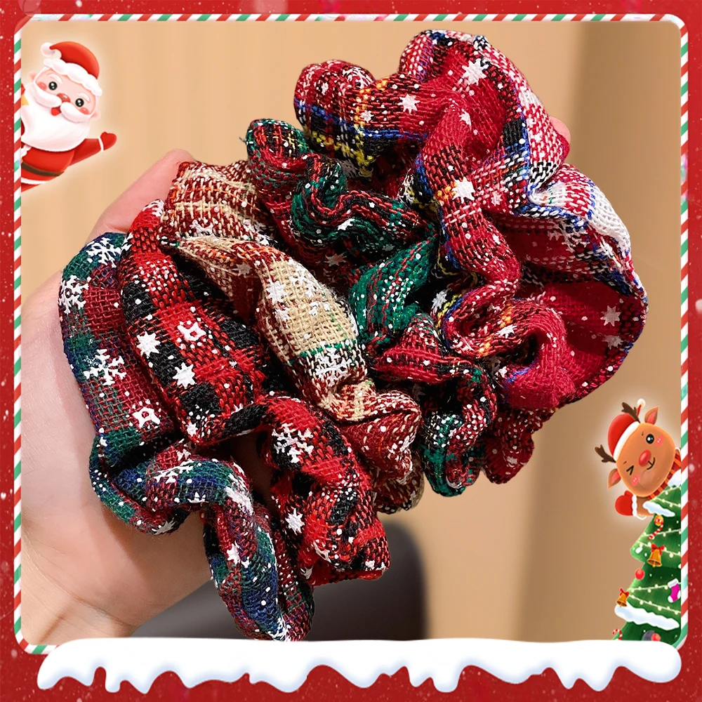 クリスマスをテーマにした冬の伸縮性のあるヘアバンド、雪の結晶の要素を備えた女性用ホリデーギフトヘアタイ、お団子やポニーテールのスタイリングに