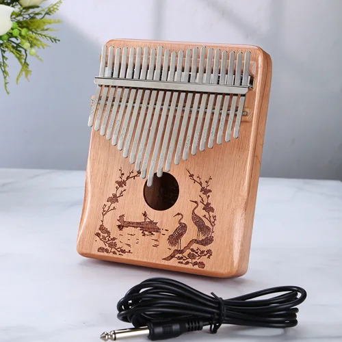 Thumb Piano Finger Electric Box, estilo de actuación, 21 tonos, Tune Manual, 17 teclas, Kalimba se puede conectar a Audio, Festival de regalo de cumpleaños