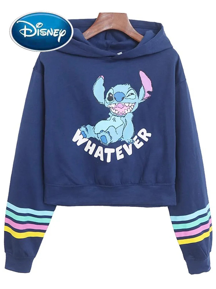 

Disney Sweatshirt Stitch Little Monster Letter Cartoon Print Fashion Women Hooded Pullover Long Sleeve Fleece Jumper Tops Female