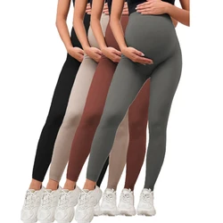 Leggings de cintura alta para mujeres embarazadas, ropa de maternidad ajustada, soporte para el vientre, pantalones moldeadores de cuerpo, nuevo embarazo