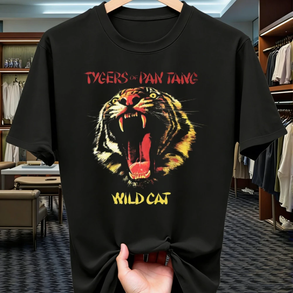 Pan Tygers of Pan Tang Official NWOBHM Band T-Shirt Wild Cat Graphic Tee with Roaring Tiger Design Unisex Heavy Metal T-Shirt