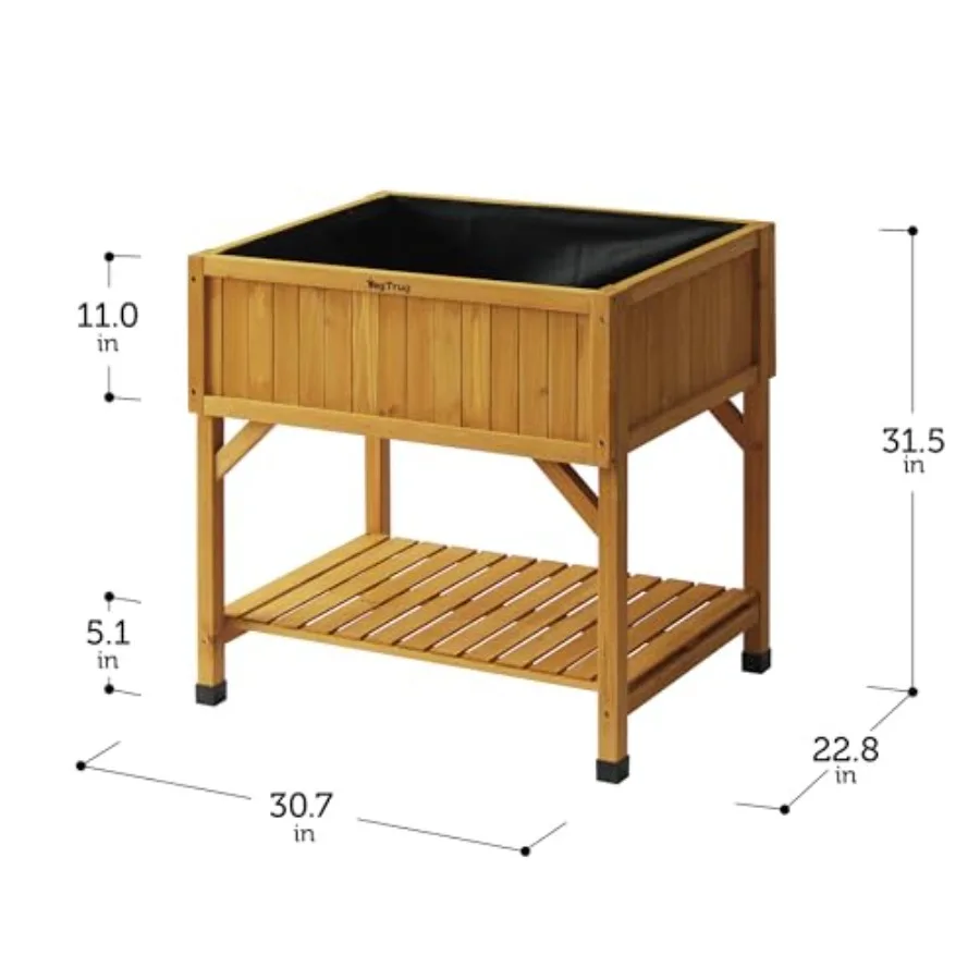 Raised Bed Cedar Wood Garden Planter, Natural