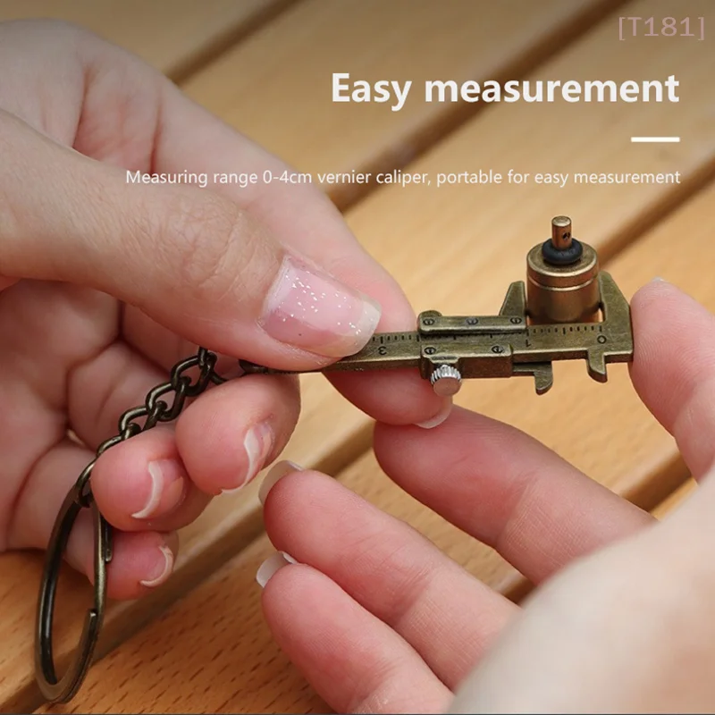 [E] Mini Metal Ruler Vernier Calipers Keychain Portable 0-4cm Keyring Measurement Tool Bag Car Hanging Accessor Jewelry Calipers