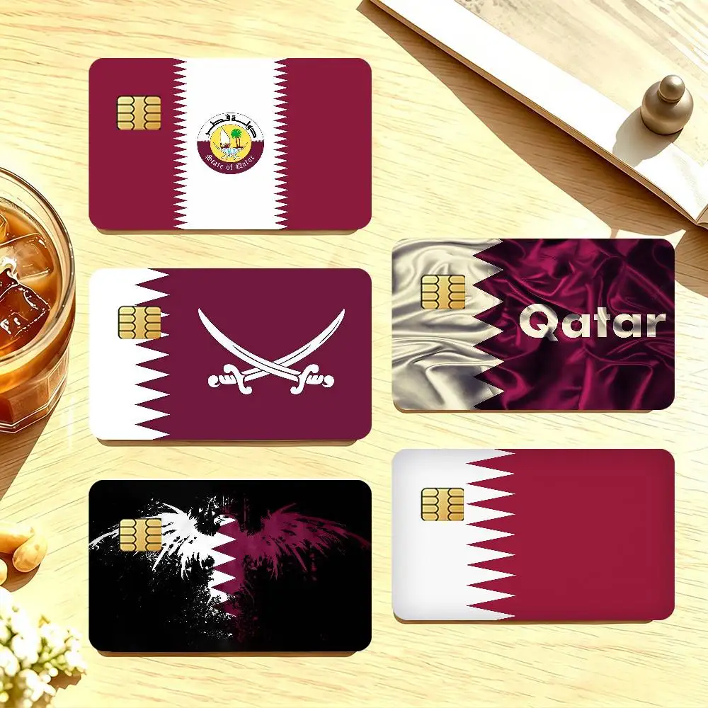 Flag Qatar Credit Card Public Transportation Cards Sticker Waterproof Card Face Decoration 4PCS