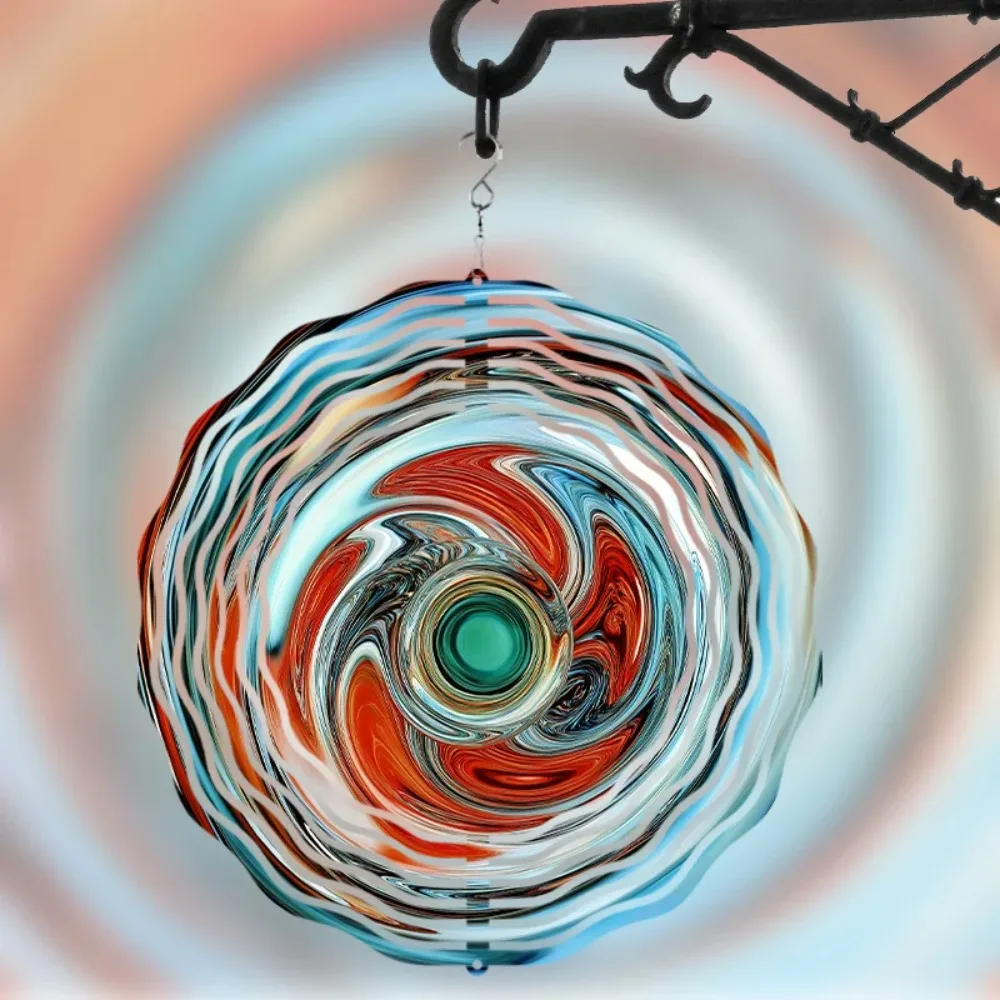 CIFBUY 3D Metal Swirl Gyroscope Wind Spinner 360° Rotating Hanging Decor Outdoor Garden Art Ornament
