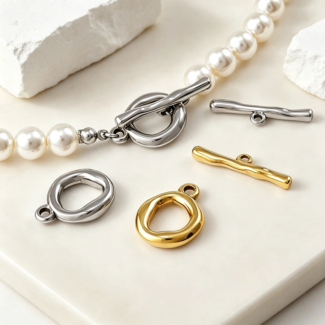 3 Sets Stainless Steel Irregular OT Toggle Clasp Bamboo T-Bar Fastener Gold Silver For Pearl Necklace Bracelet DIY Jewelry Gift
