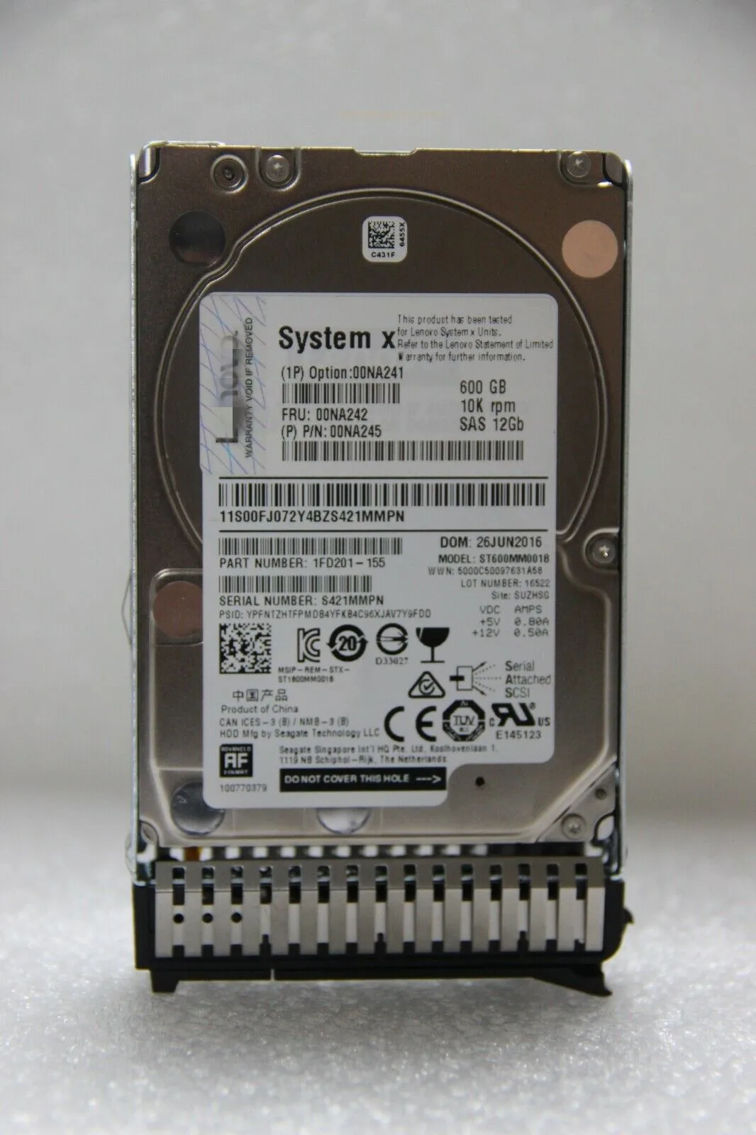 

FOR IBM 00NA241 00NA242 600GB 10K SAS 2.5'' 12GBPS X3650M5 X6 HARD DRIVE