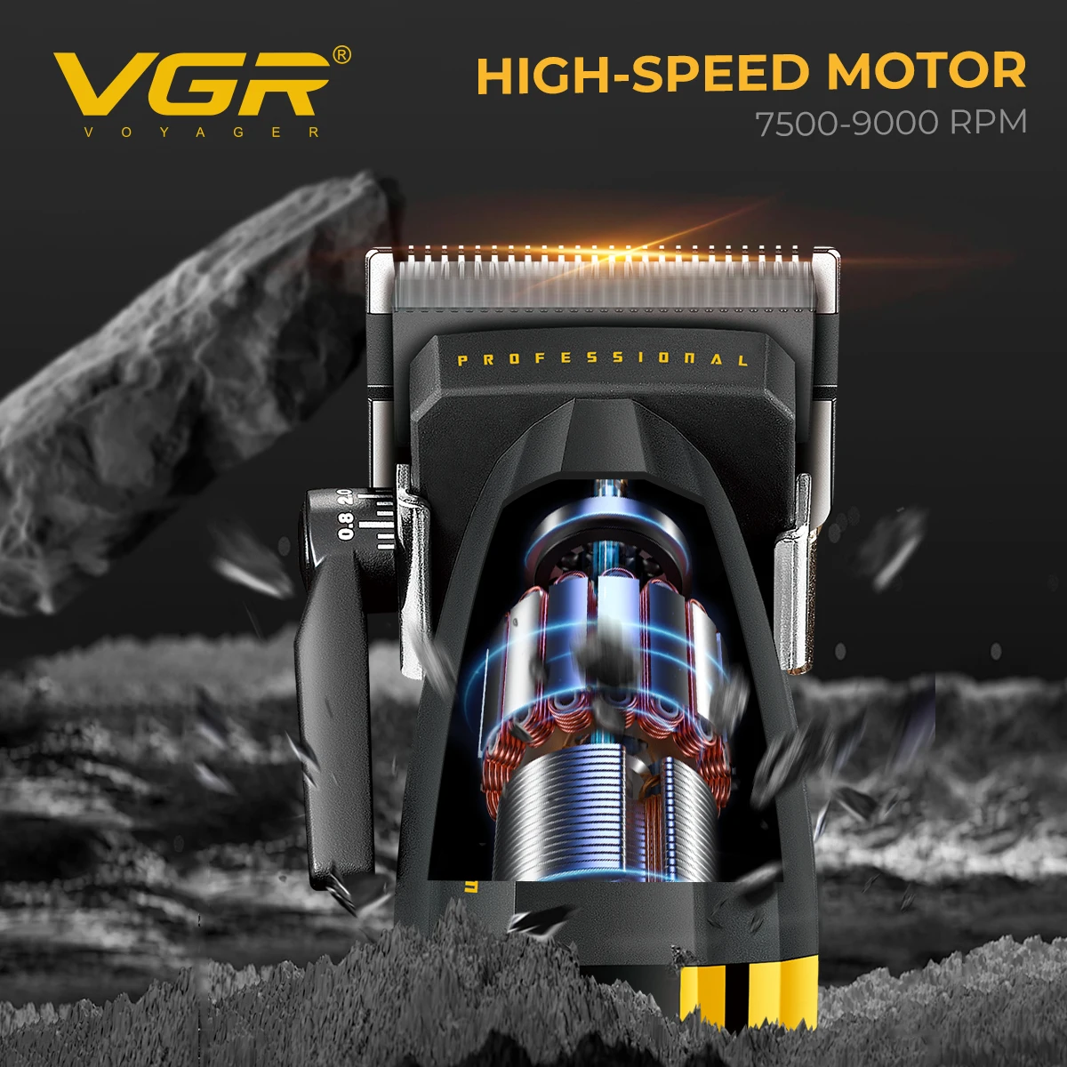9000RPM VGR V-285 メンズバリカン LED ディスプレイ DLC ブレードコードレスセラミックブレードプロフェッショナルヘアカットマシンヘアトリマー