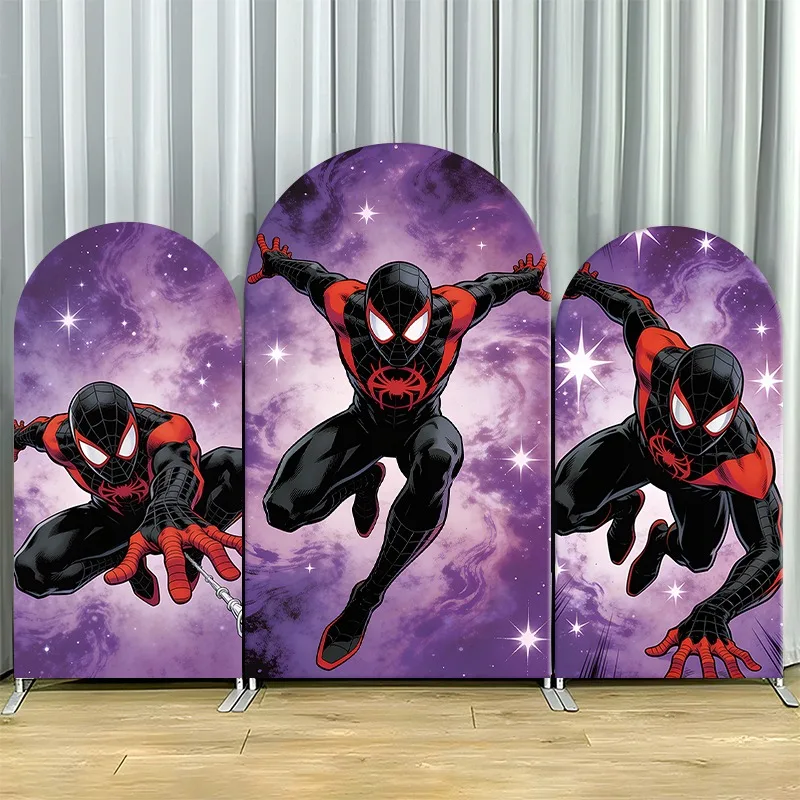 Single-layer Marvel Arch Backdrop Cover Non Elastic Spider Man Miles Morales Cosmic Background Banner Party Decor for Events