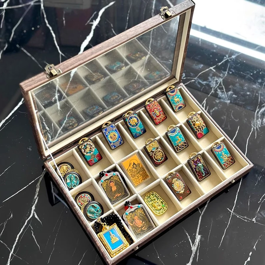 Fo Pai Storage Box Fo Pai Tang Brand Box with Lid Dustproof Jewelry, Antique Jade Plate Finger Storage Display Box