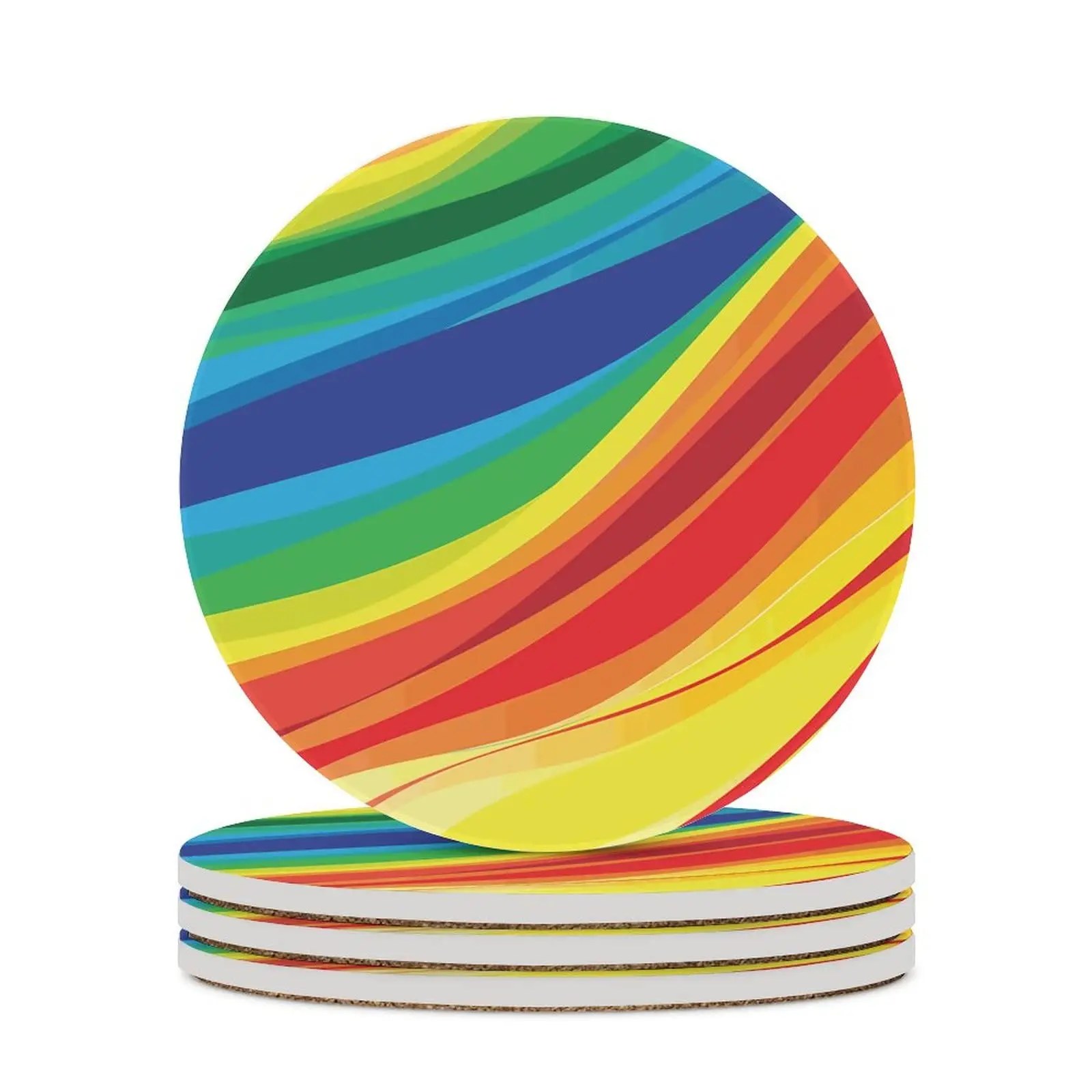 

Красочные подставки с радужным принтом для напитков, впитывающие круглые керамические кружки и чашки, защитный набор из 1 домашнего декора