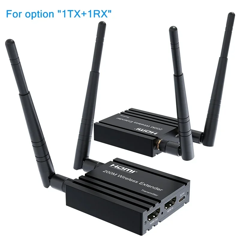 200M Wireless HDMI Extender Screen Share1080P WiFi Video Extender Support 1 to 4 Wireless Display for NVR Camera Laptop PC HDTV