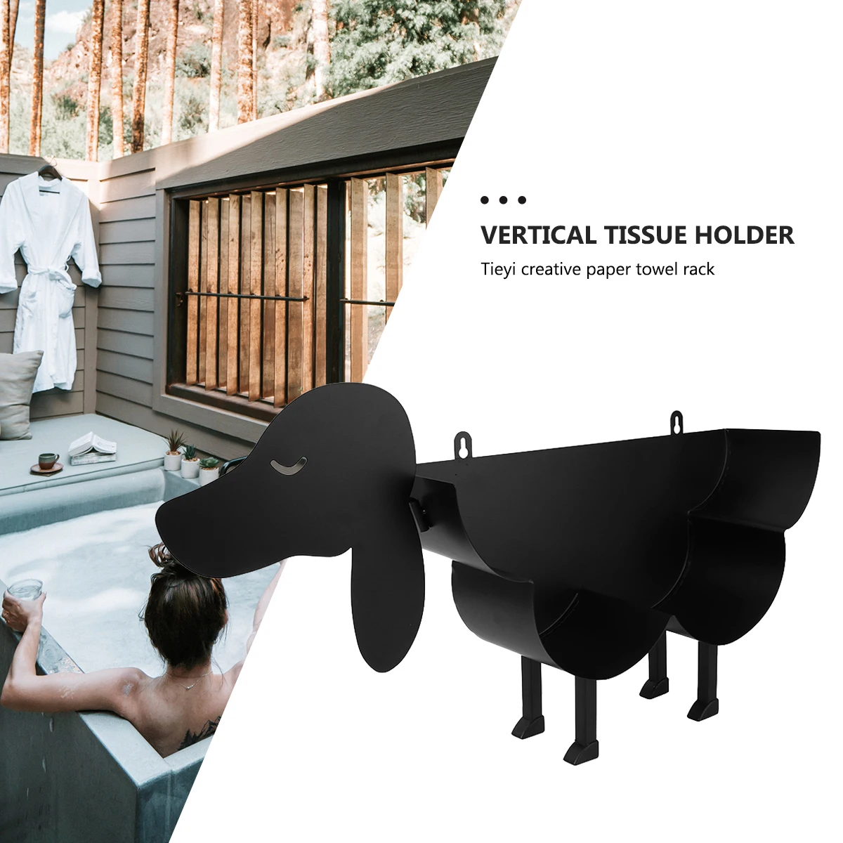 

Puppy Tissue Holder Iron Vertical Towel Stand Desktop ganizer Multi Use Bathroom Hotel Restaurant Stylish Neat Toilet Tissue