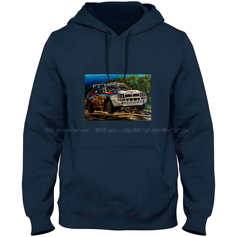 Lancia Delta 100% Cotton Hoodie Lancia Delta Integrale Wrc Group B Rally Motorsports Cars Didier Auriol Landscape