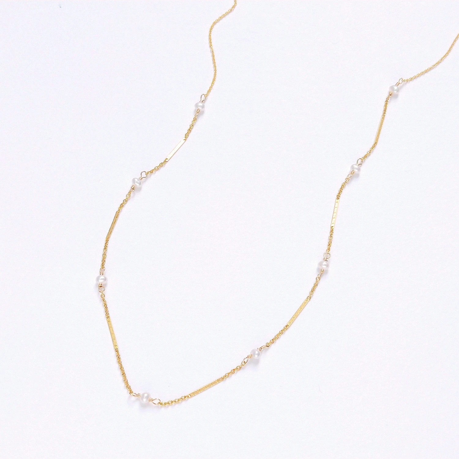 Lii Ji Tiny 3mm Freshwater Pearl American 14K Gold Filled Chain Necklace Fashion Minimalist Boho Jewelry