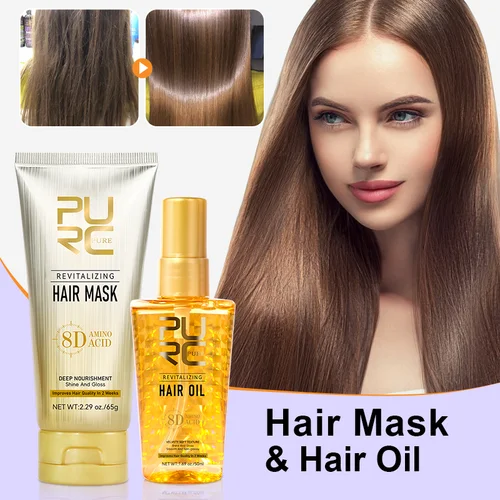 Juego de mascarilla y aceite de suero para el cabello, reparación nutritiva dañada, mejora el tratamiento de pelos divididos, productos para el cuidado del cabello
