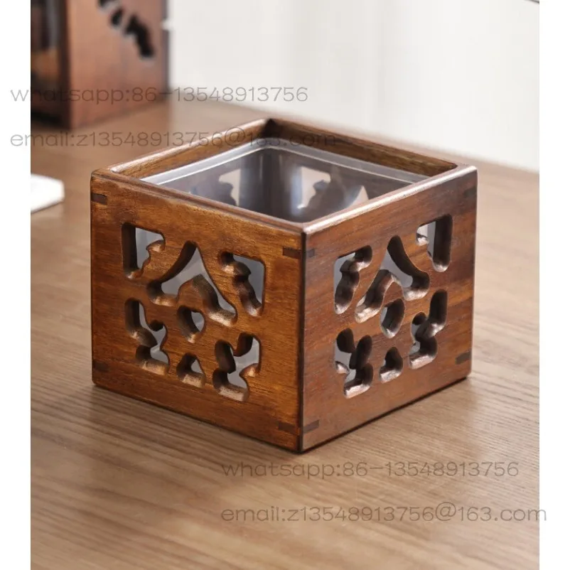 Retro Solid Wood Living Room Coffee Table Table High Value Wooden Small Garbage Box Mini Chinese Desktop Trash Can
