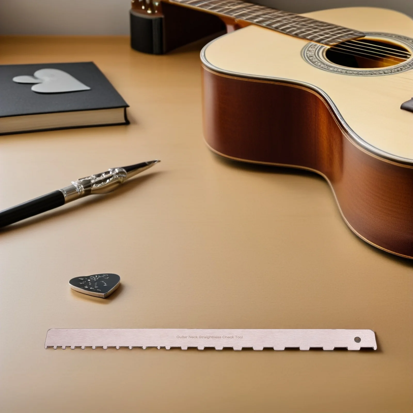 

2Pcs Guitar Neck Notched Straight Edge Stainless Steel Ruler Precision Measuring Tool for Electric Bass Fretboard Guitar