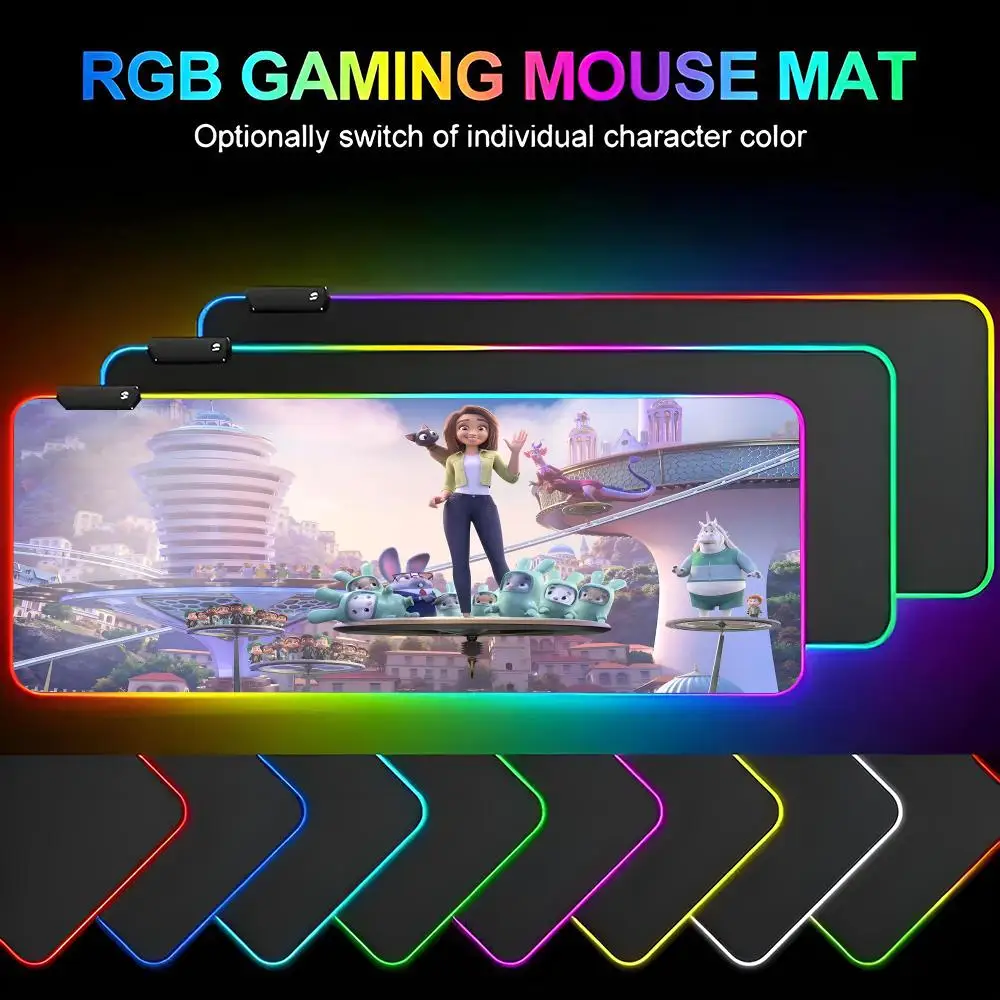 Luck Mouse Pad Gamer RGB Deskmat Keyboard Mat Gaming Laptops LED Mousepad Desk Protector Anime Mause Mats