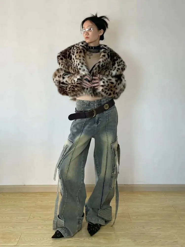 Fur Integrated Leopard Print Faux Fur Jacket Women's 2026 New