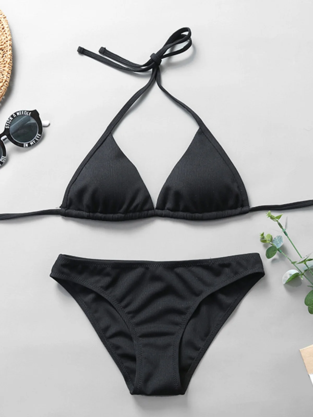 

Сексуальный черный купальник-бикини из двух частей с эффектом тай-дай, комплект из полиэстера и спандекса для фанатов спорта и фитнеса