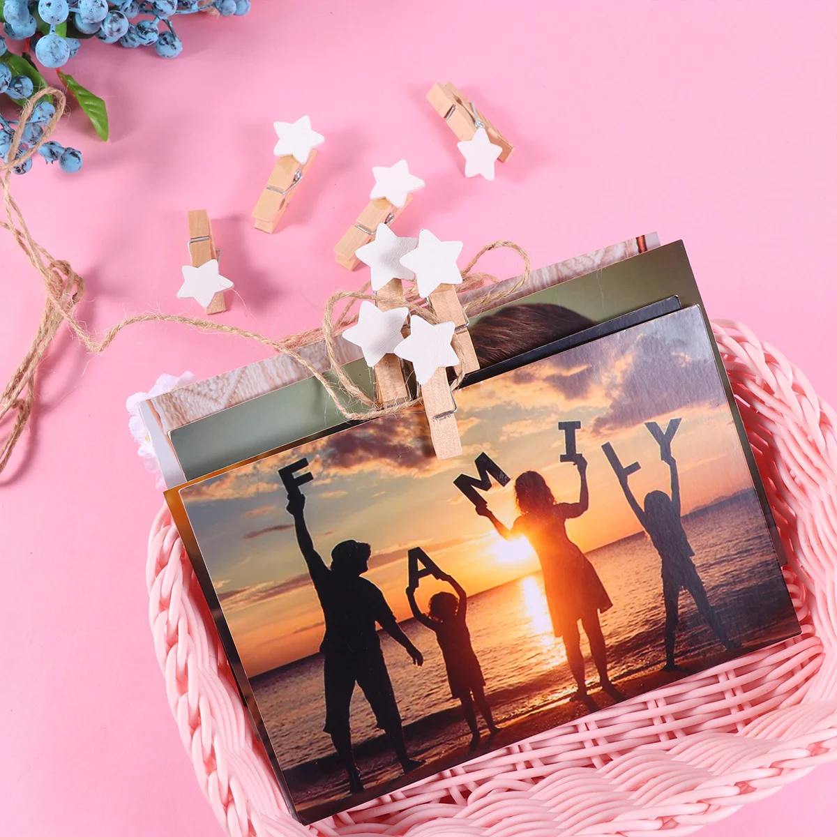 

100Pcs 3.5cm Wood Star Photo Clip Set for DIY Crafts Christmas Tree Embellishment Gifts Wooden Clips Photo Clip