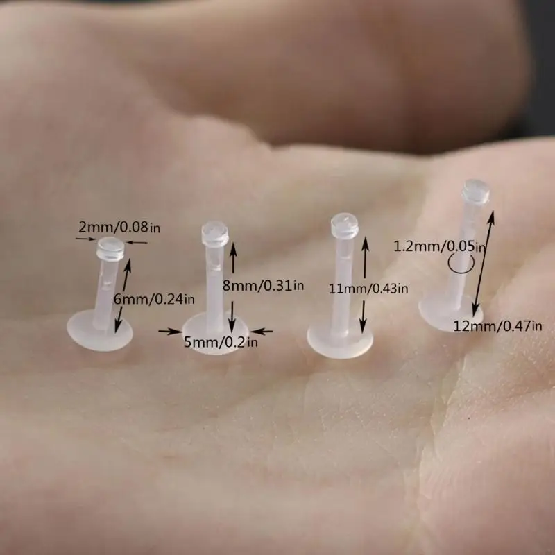 F2TD 10 قطع من حلقات الشفاه الشفافة المرنة الزنمة الغضروفية ثقب المجوهرات #6