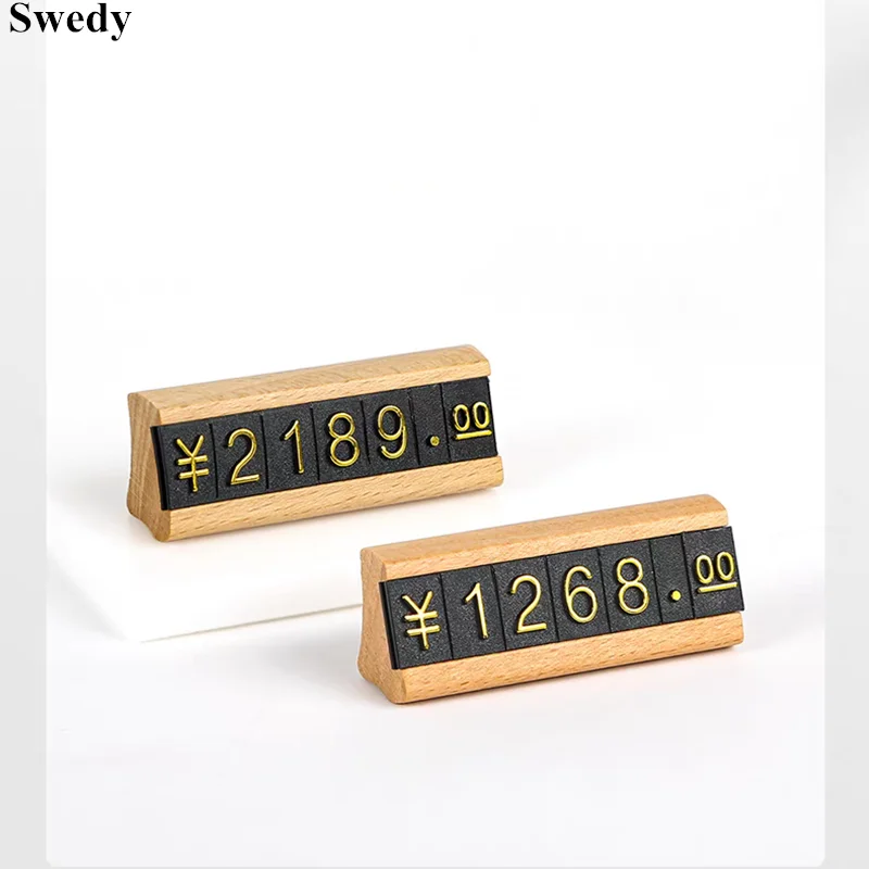 

Small Wood Name Card Sign Holder Display Stand Mini Price Label Paper Holder Adjustable Number Watch Jewelry Price Cube Tags