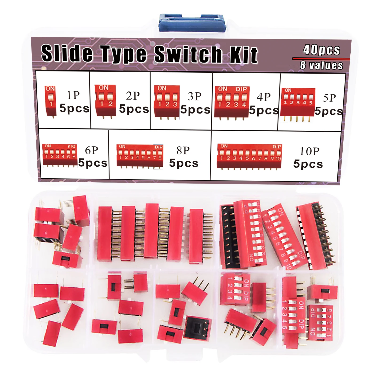 Slide Type Switch Kit Double Row Dip Switches Module 2.54mm 1 - 12 Position For Circuit Breadboards