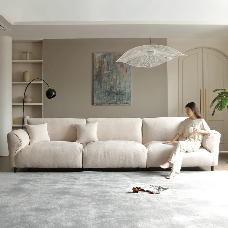 M  minimalist fabric sofa down filled head adjustable and reliable head straight row chenille sofa