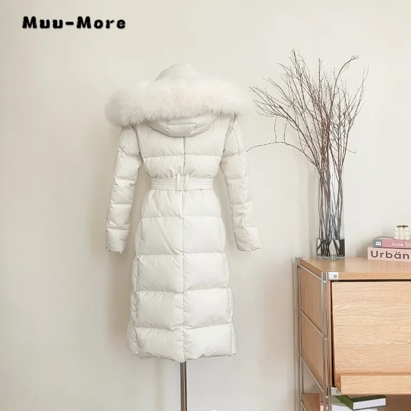 Women's Basics Casual Solid Color Long Sleeve Outerwear Hooded Maxi X-Long Parkas Harajuku Jacket 2024 Spring White Warm Coat