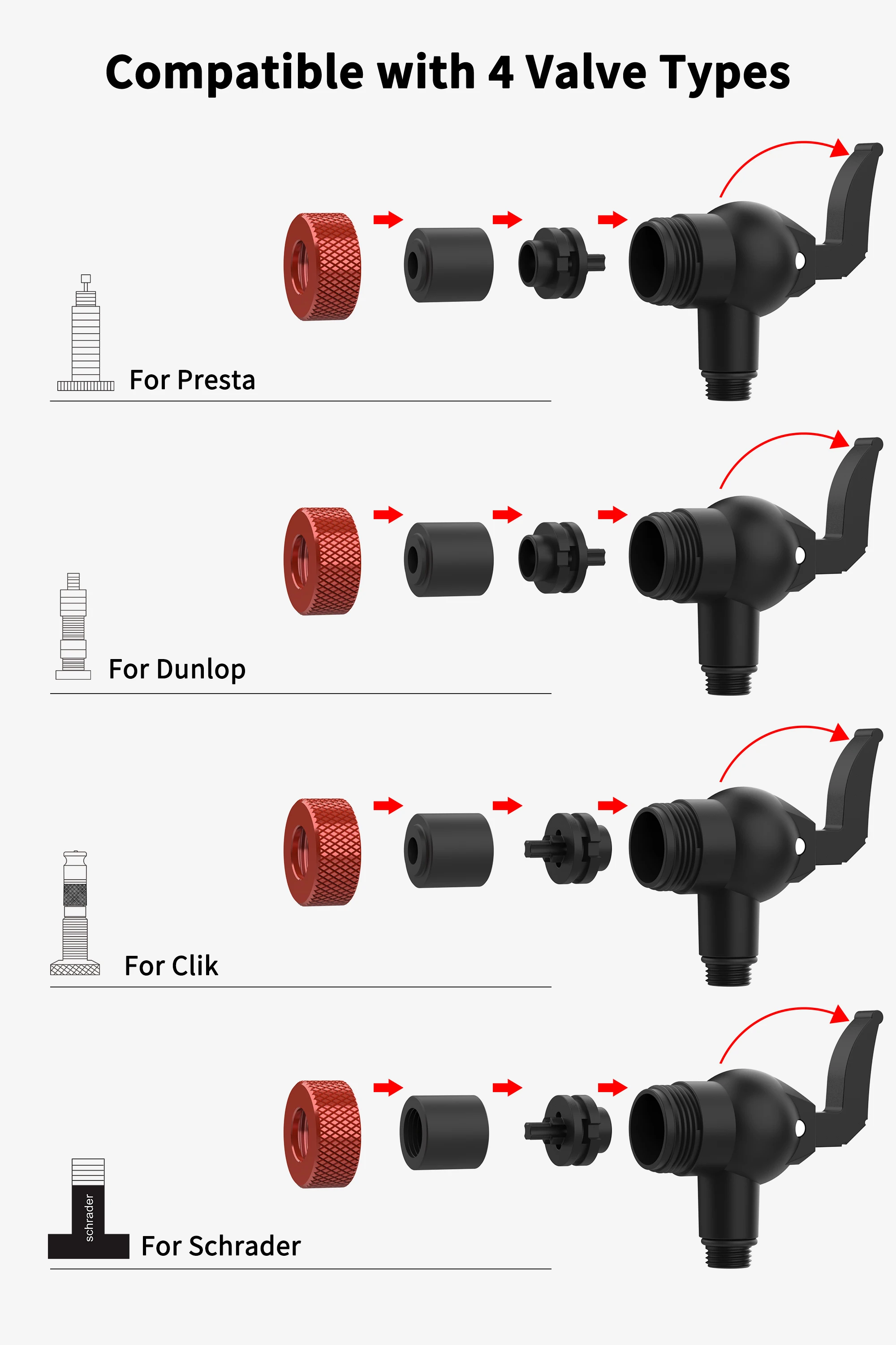 Luftpumpen-Düsenadapter Aufblasventil-Verbinder Schnellverschluss-Pumpendüse Fahrradzubehör – Detail 2
