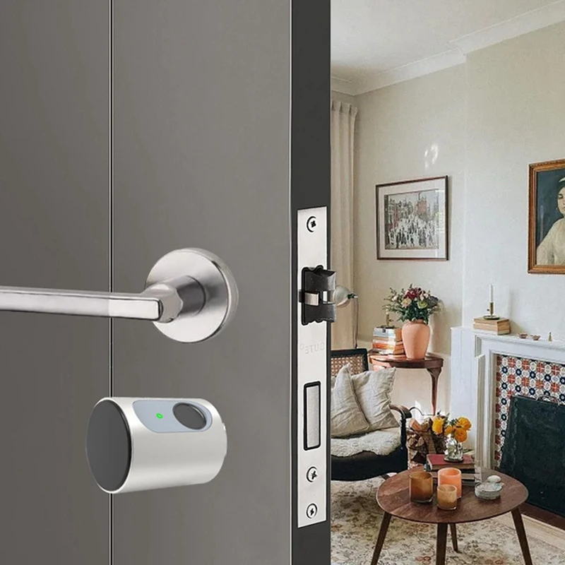 Home Smart Lock Fingerprint Electronic Lock Cylinder Compact App Remote Bluetooth Door Lock Black