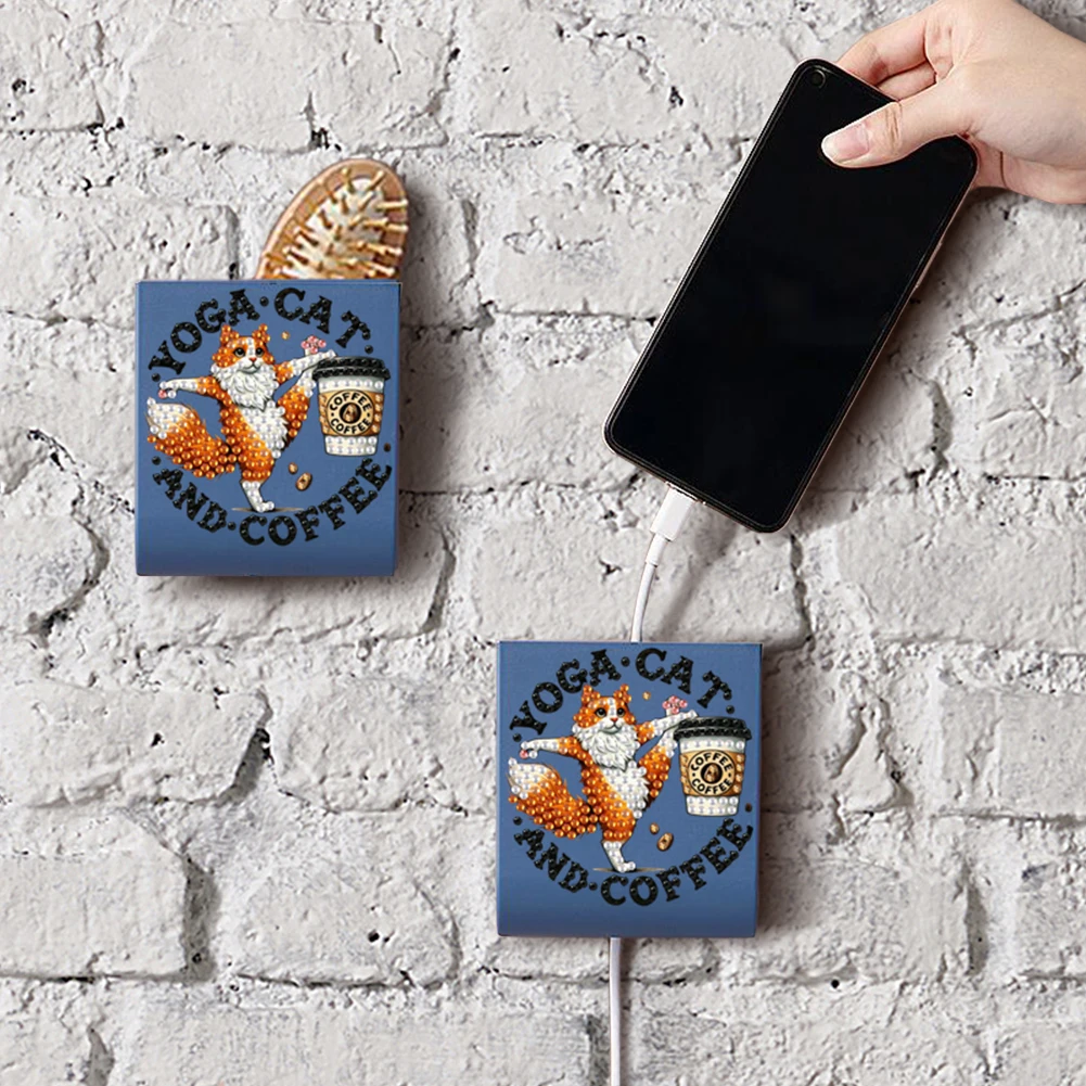 متعددة الوظائف DIY الماس طقم الطلاء حامل الحائط محطة شحن الهاتف التحكم عن بعد حامل شاحن الهاتف